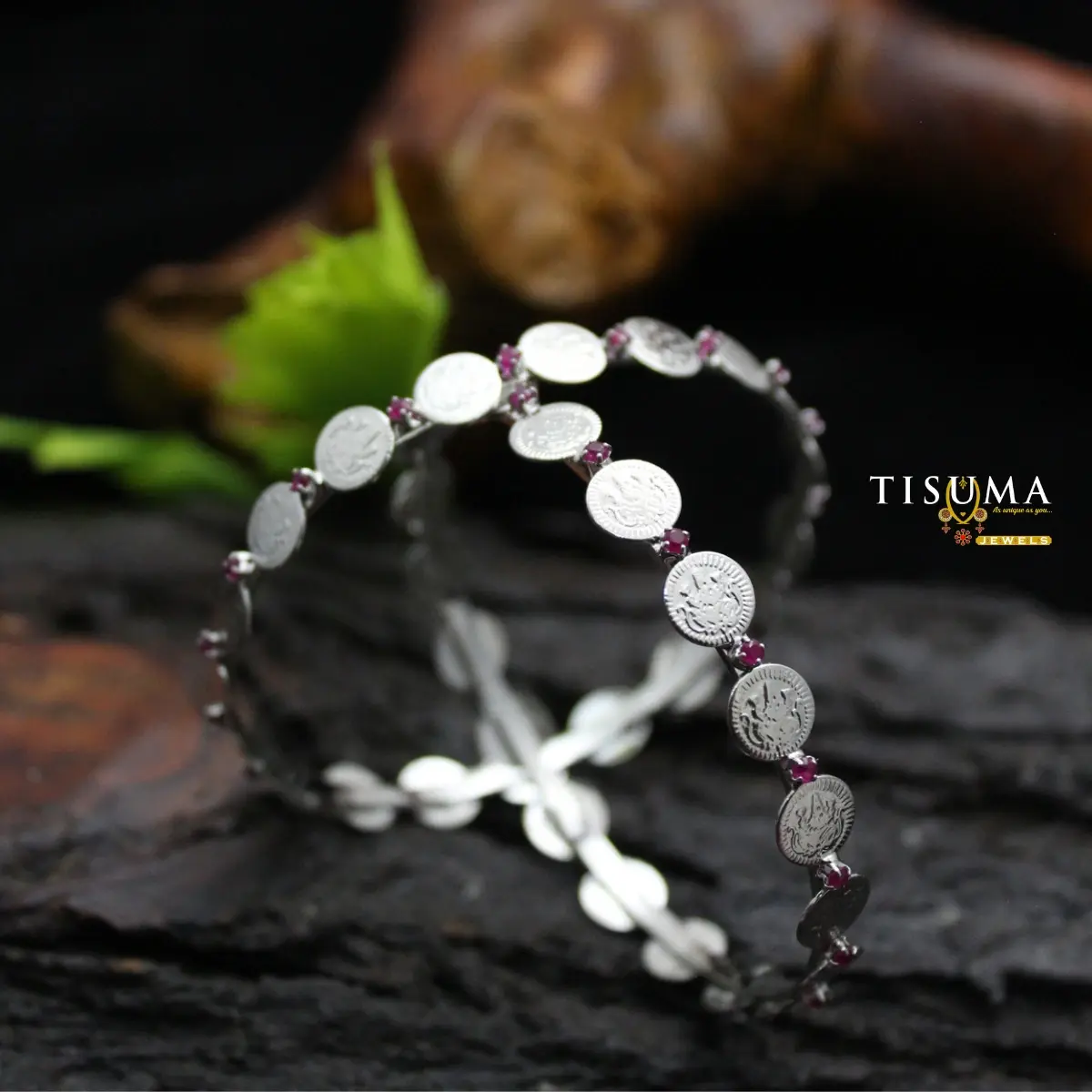 Lakshmi Coin Ruby AD Bangles